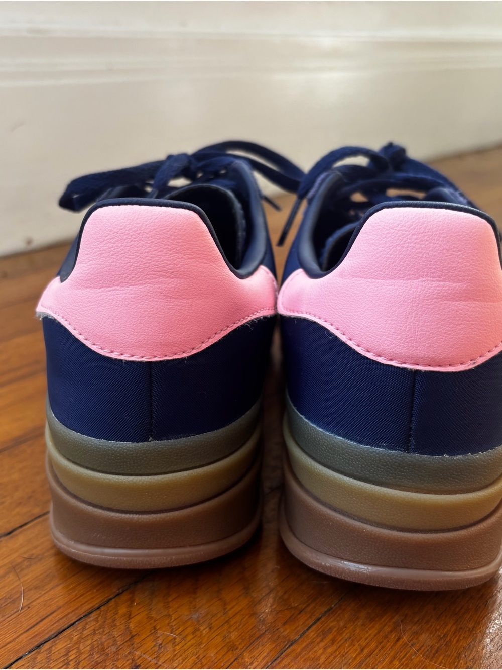 adidas Gazelle Navy & Pink Women's Platform Sneakers - Picture 2 of 4